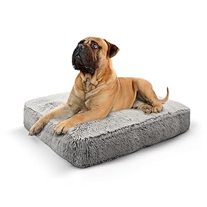 Bessie and Barnie Large Rectangle Dog Bed Extra Plush Faux Fur Bean Bag Bed Waterproof Washable Cover New - LNJ Liquidations