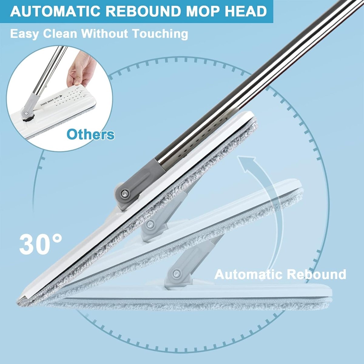 BOSHENG Mop and Bucket with Wringer Set Hands Free Flat Floor Mop 3 Microfiber Pads Wet Dry Cleaning System - LNJ Liquidations