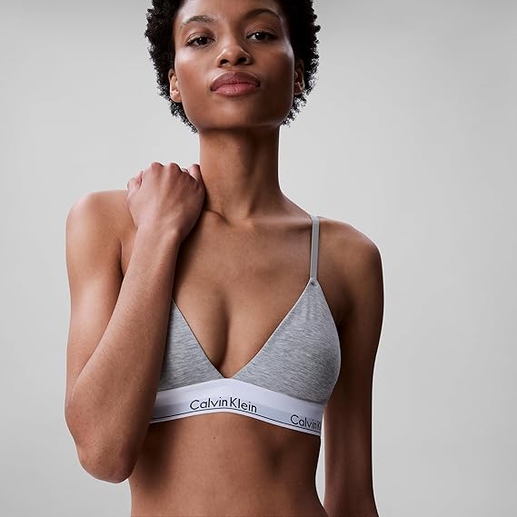 Calvin Klein Modern Cotton Lightly Lined Triangle Bralette Grey Heather - LNJ Liquidations