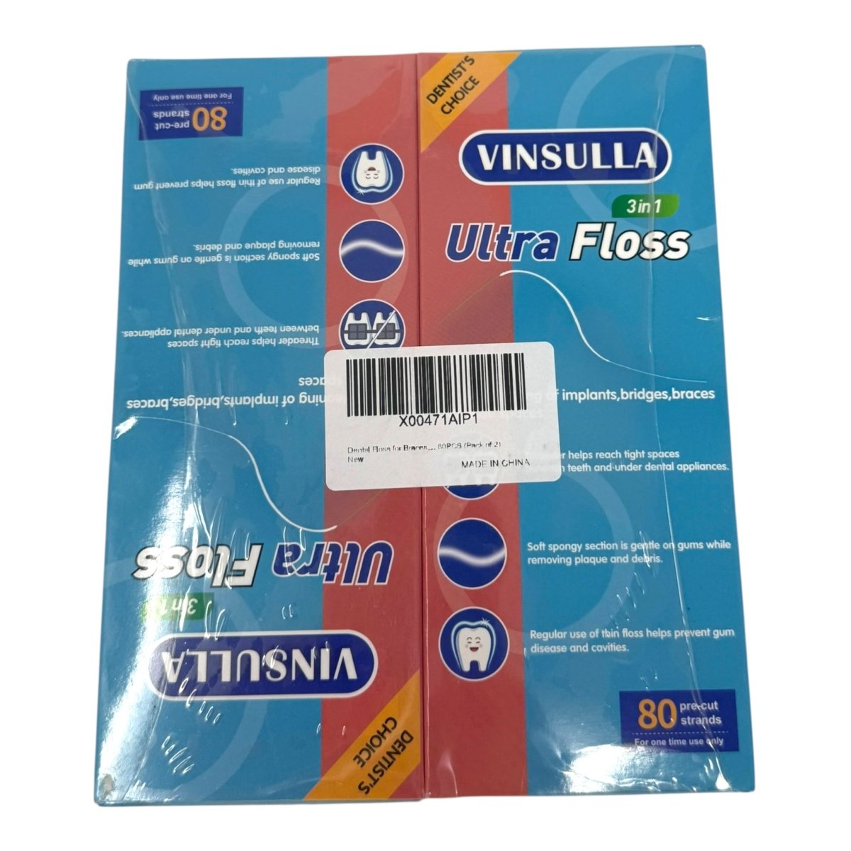 Dental Floss for Braces, Floss Threaders for Bridges and Implants 80 Pre - Cut Strands 80PCS (Pack of 2) - LNJ Liquidations