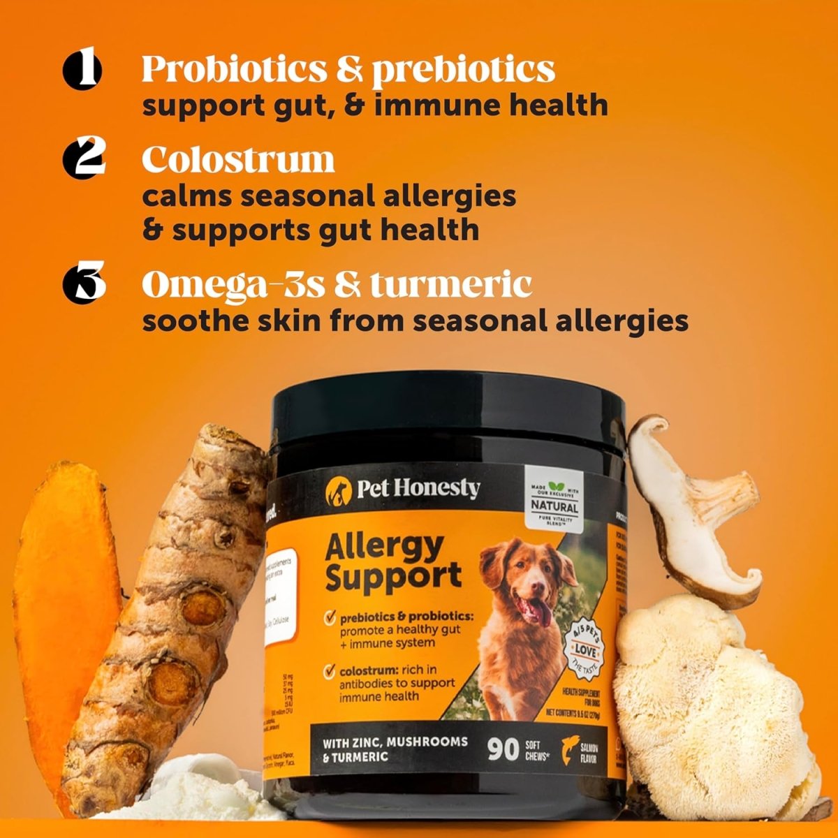 Dog Allergy and Itch Relief Supplement with Probiotics Immune Support Skin Paw Relief Salmon 90ct - LNJ Liquidations