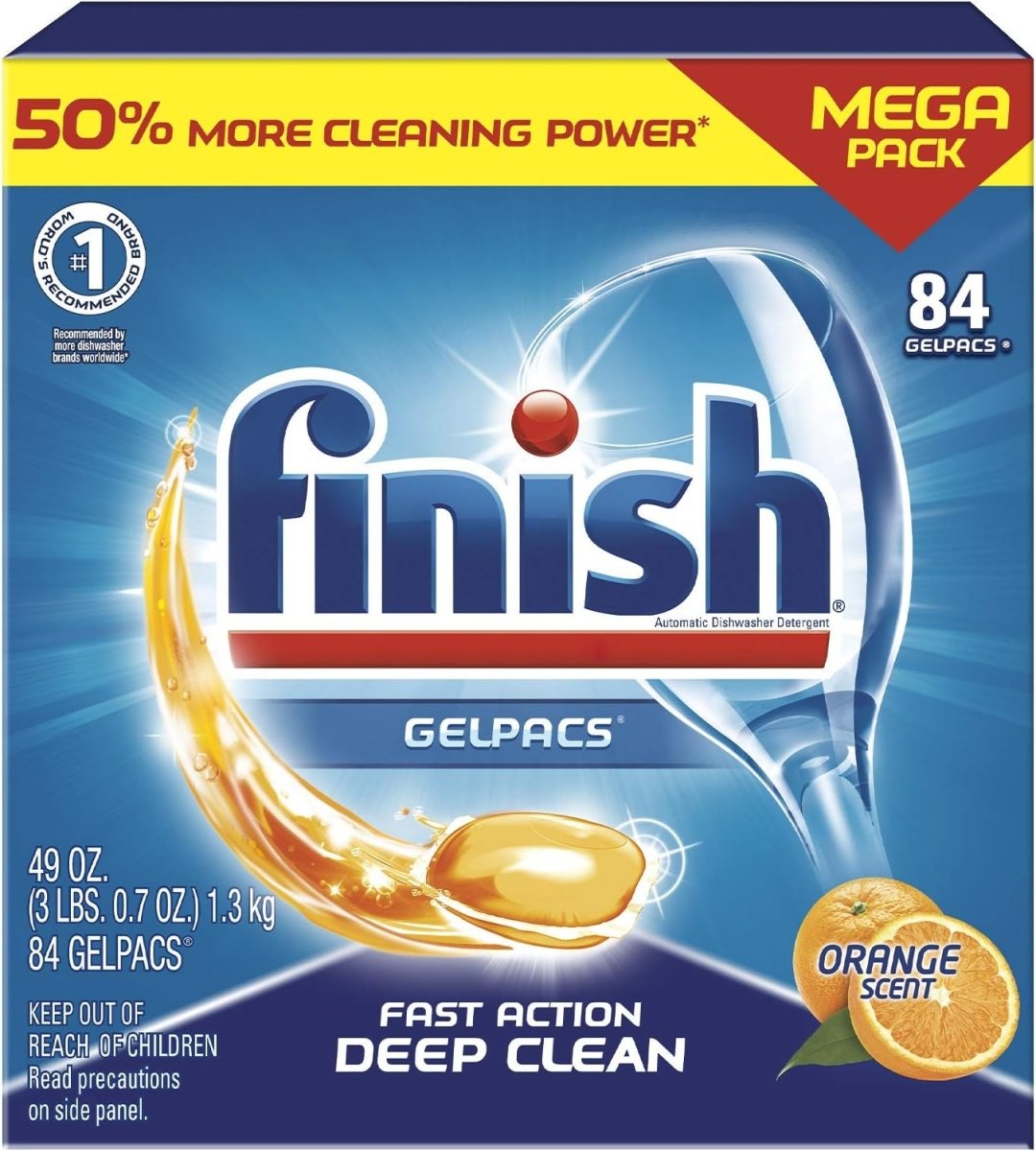 Finish Gelpacs Dishwasher Detergent Orange Scent 84 Count - LNJ Liquidations