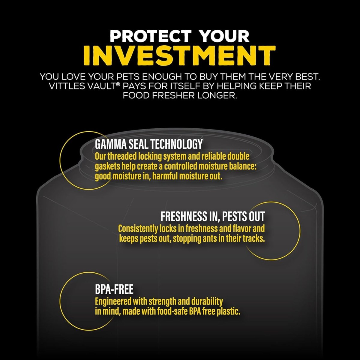 Gamma2 Vittles Vault Stackable Dog Food Storage Container with Sealing Lid Up to 40 lbs USA Made - LNJ Liquidations