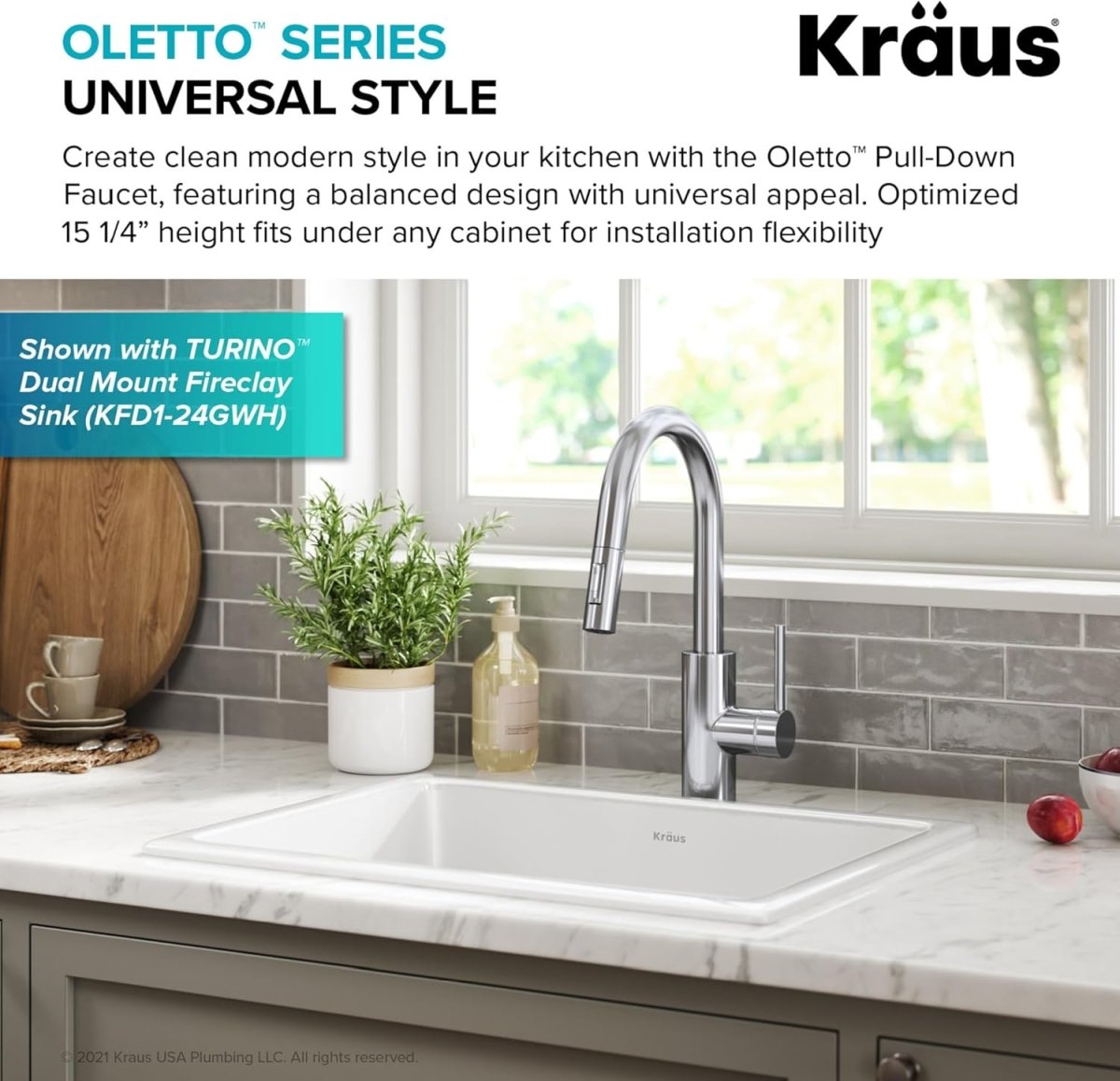 KRAUS Oletto Single Handle Pull Down Kitchen Faucet Quick Dock Installation Chrome KPF 2620CH - LNJ Liquidations