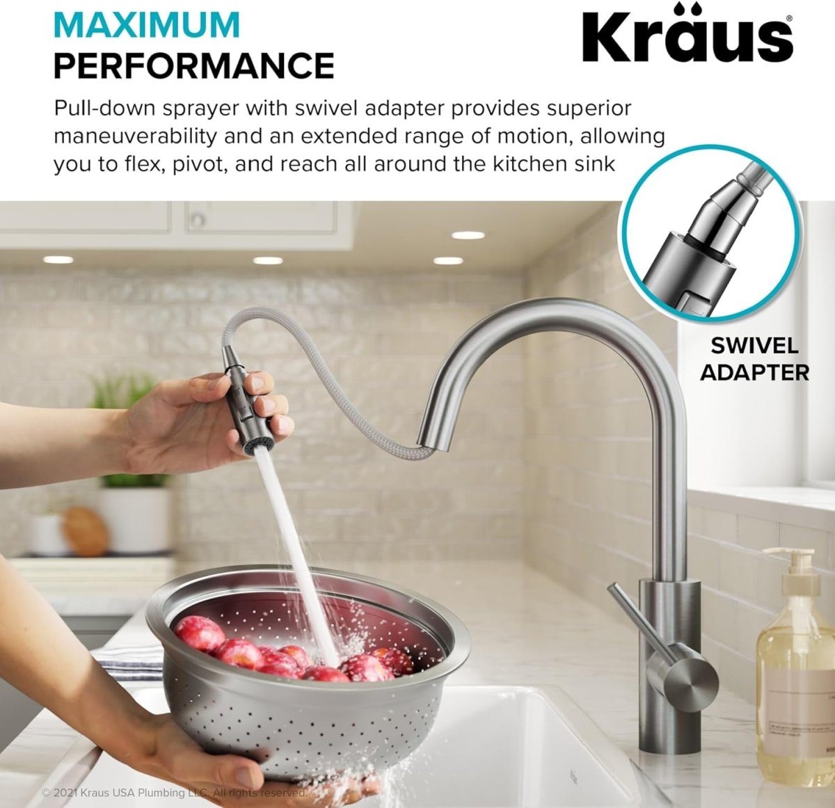 KRAUS Oletto Single Handle Pull Down Kitchen Faucet Quick Dock Installation Chrome KPF 2620CH - LNJ Liquidations