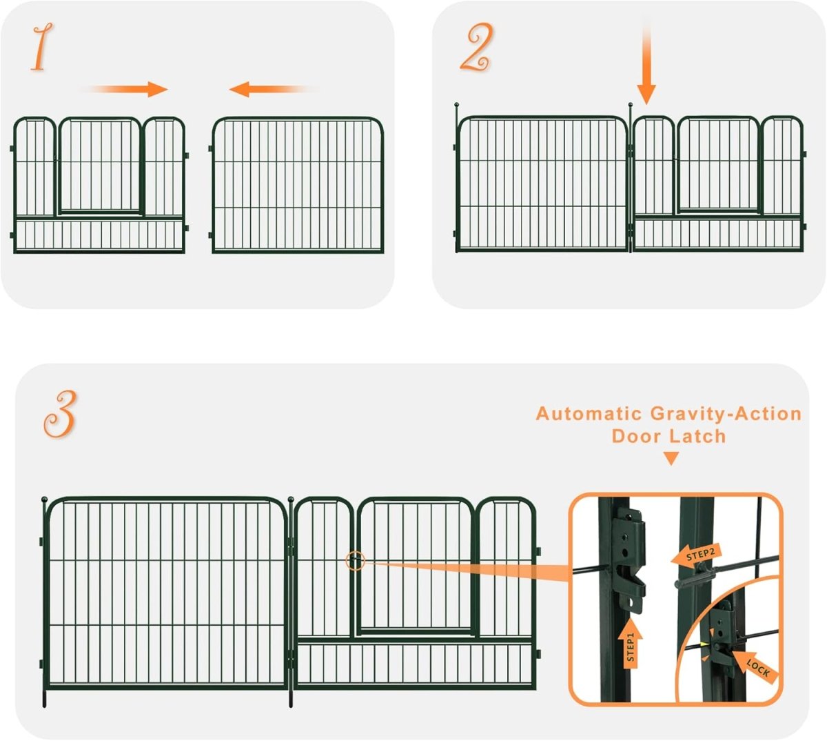 NeuType 8 Panels Garden Fence 24in x 21ft Metal Decorative Outdoor Animal Barrier Green - LNJ Liquidations