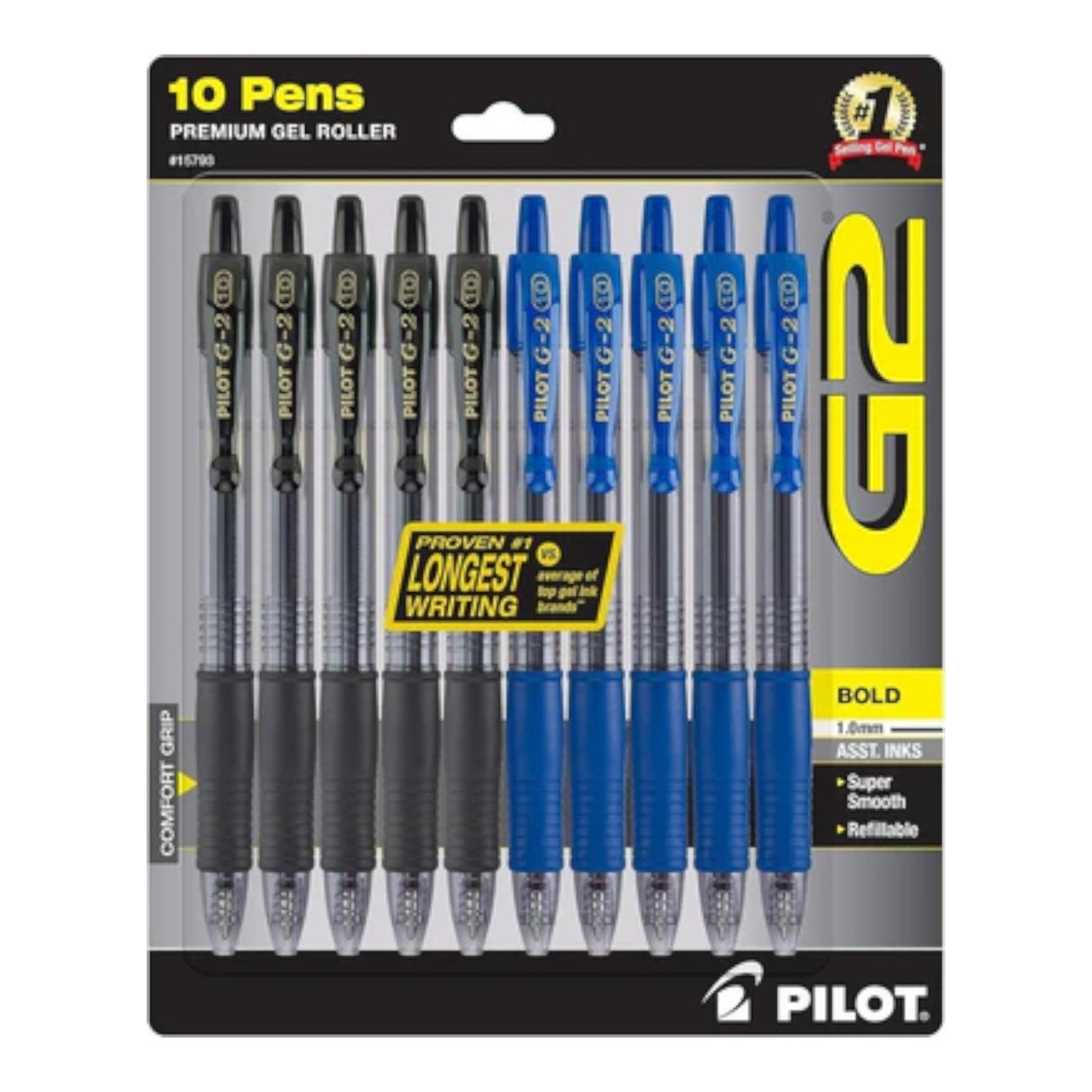 PILOT G2 Bold Point 1.0mm Refillable Retractable Ballpoint Pens 10 Pack Black and Blue - LNJ Liquidations