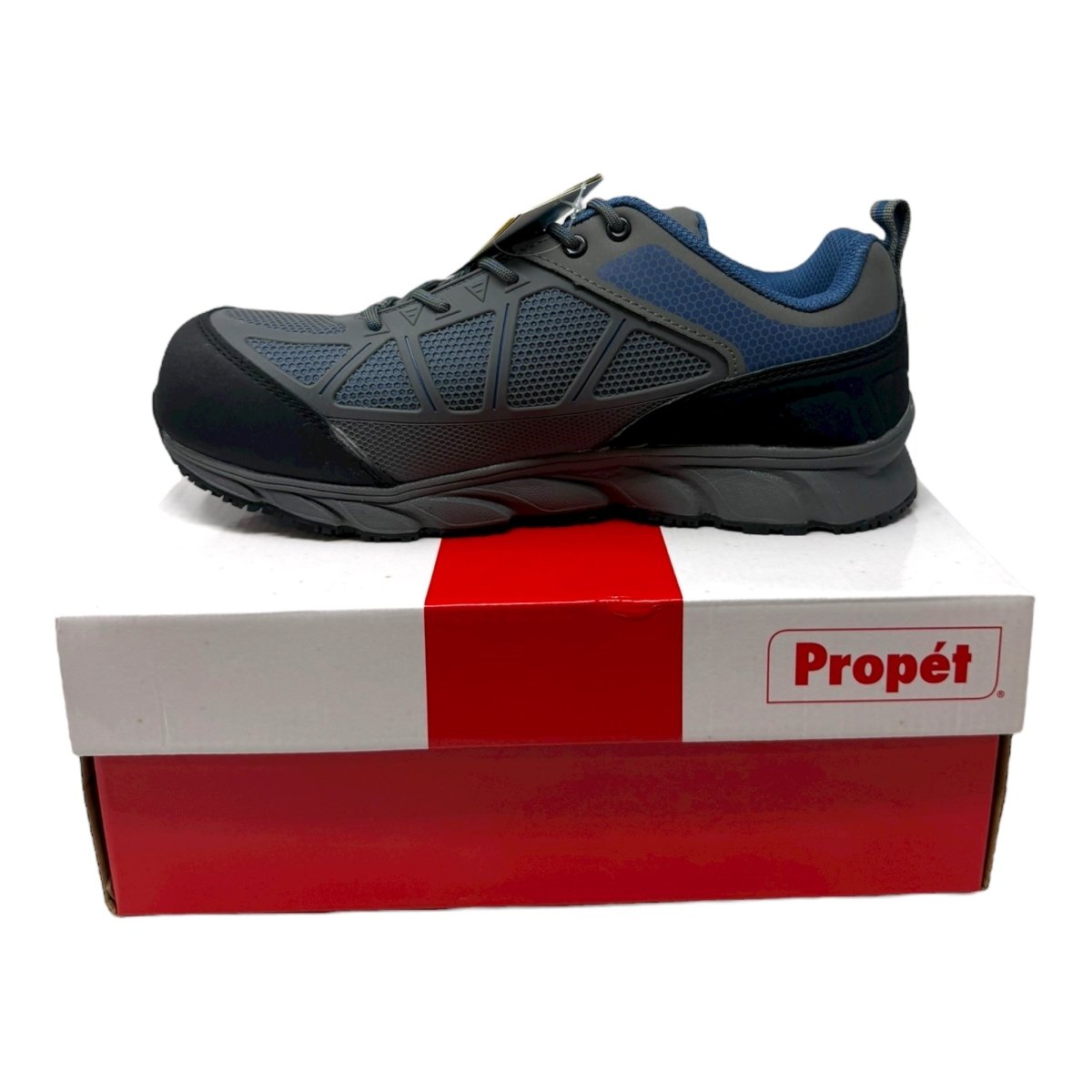Propét Mens Seeley Ii Industrial Shoe, Grey/Blue, 9 US - Clothing And Accessories - LNJ Liquidations