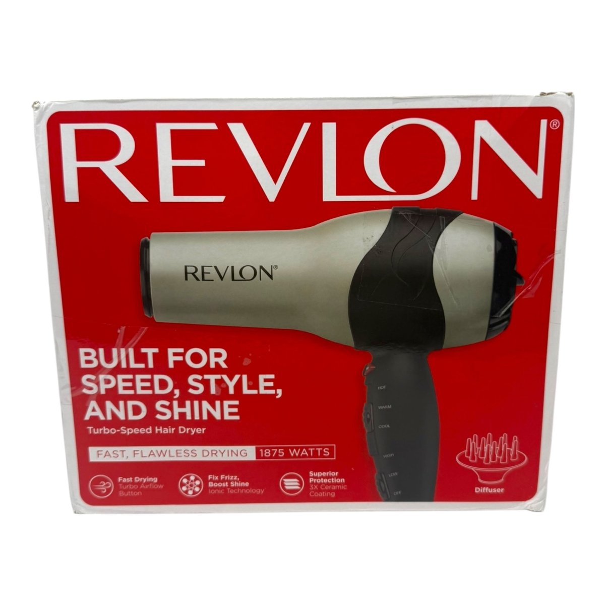 REVLON Turbo Hair Dryer with Advanced Ionic Technology, Ceramic Coating - Open Box - LNJ Liquidations