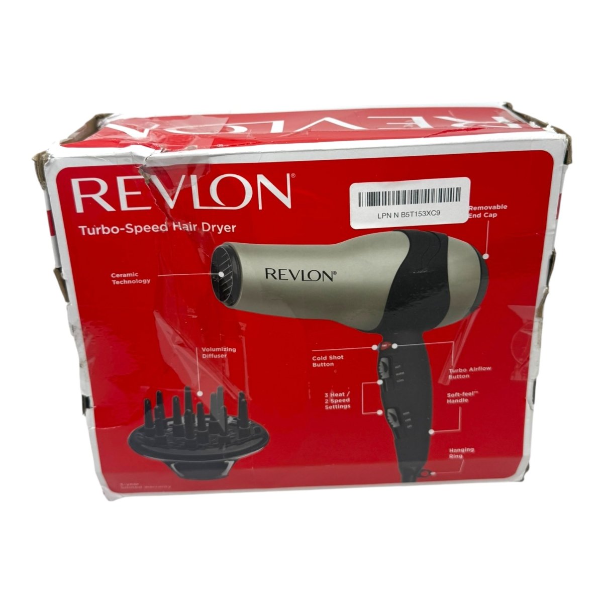 REVLON Turbo Hair Dryer with Advanced Ionic Technology, Ceramic Coating - Open Box - LNJ Liquidations