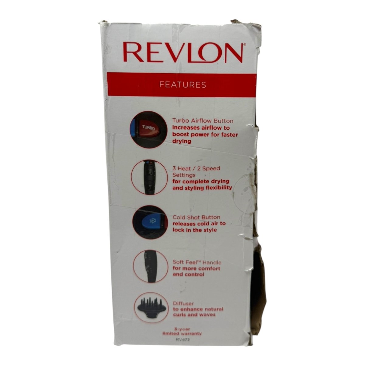REVLON Turbo Hair Dryer with Advanced Ionic Technology, Ceramic Coating - Open Box - LNJ Liquidations