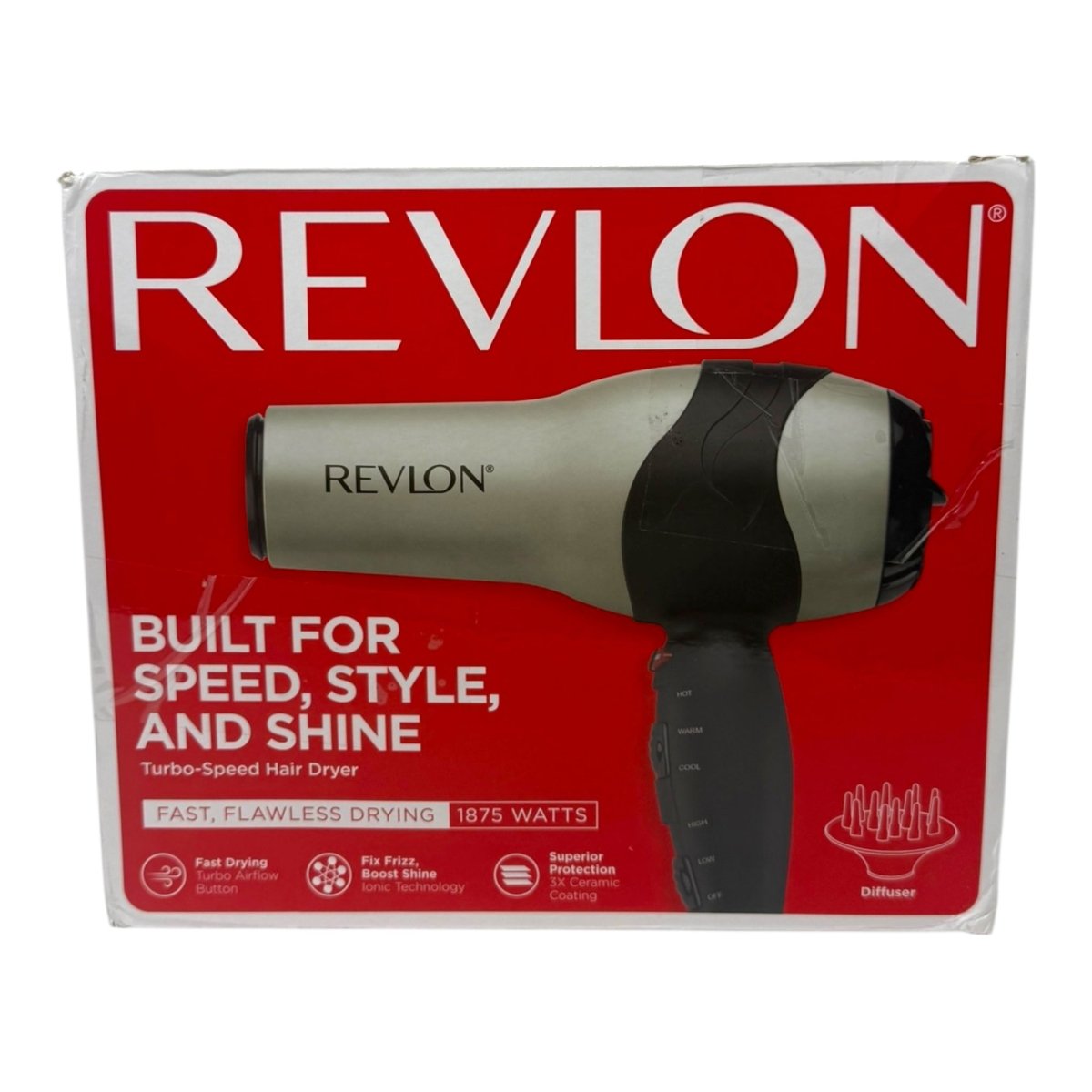 REVLON Turbo Hair Dryer with Advanced Ionic Technology, Ceramic Coating - Open Box - LNJ Liquidations