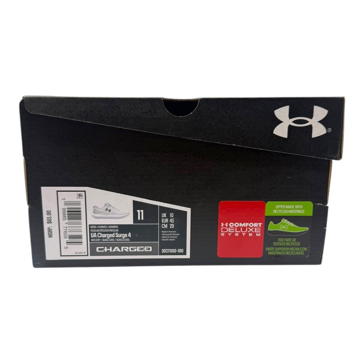 Under Armour Men’s Charged Surge 4 Running Shoe – White/Halo Gray/Black - (Size 11) - LNJ Liquidations