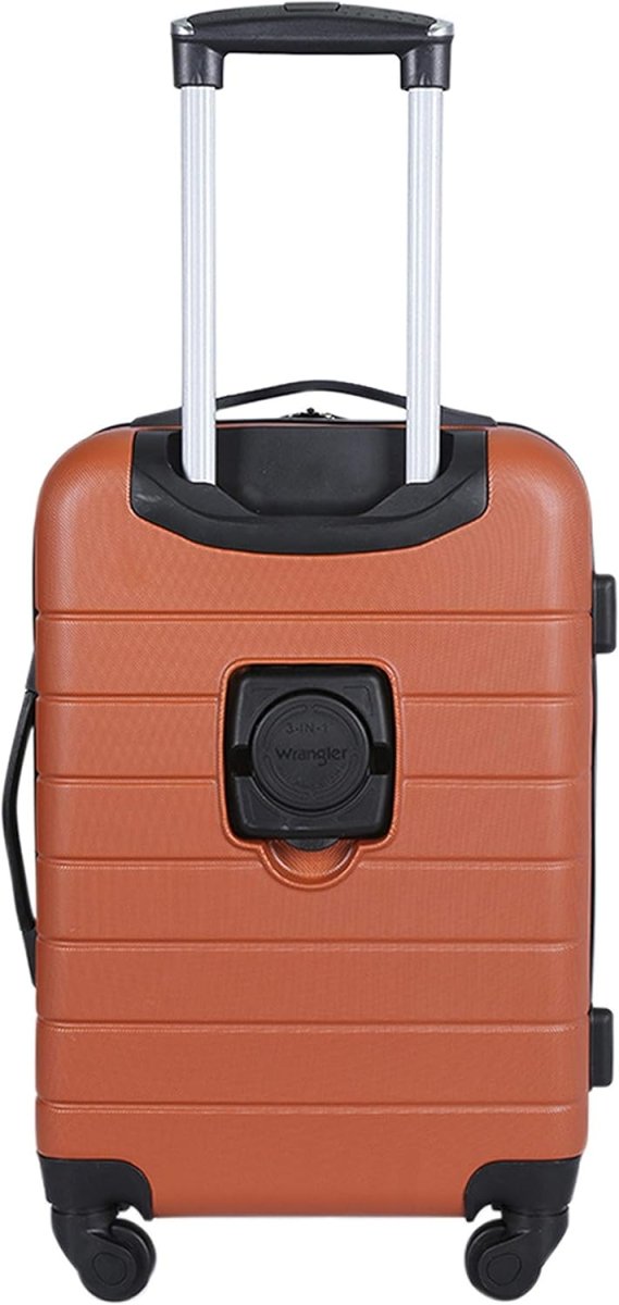 Wrangler Smart Luggage Set with Cup Holder and USB Port, Burnt Orange, 3 Piece - LNJ Liquidations
