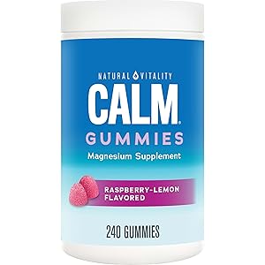 Natural Vitality Calm Magnesium Citrate Stress Relief Gummies Raspberry Lemon 240 Count (Packaging May Vary)