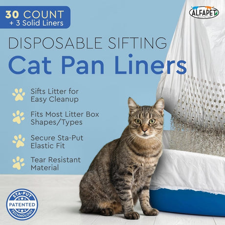 Alfapet Sifting Cat Litter Box Liners Jumbo 30 Count Pack of 5 Tear Resistant Waterproof - LNJ Liquidations