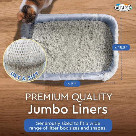 Alfapet Sifting Cat Litter Box Liners Jumbo 30 Count Pack of 5 Tear Resistant Waterproof - LNJ Liquidations