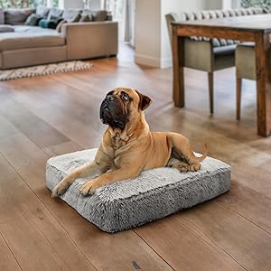 Bessie and Barnie Large Rectangle Dog Bed Extra Plush Faux Fur Bean Bag Bed Waterproof Washable Cover New - LNJ Liquidations