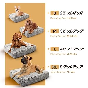 Bessie and Barnie Large Rectangle Dog Bed Extra Plush Faux Fur Bean Bag Bed Waterproof Washable Cover New - LNJ Liquidations