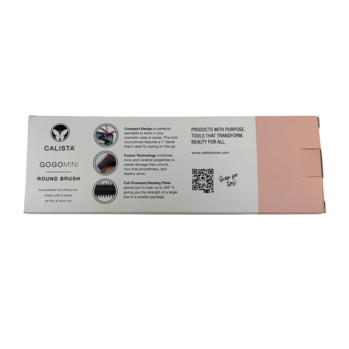 CALISTA GoGo Mini Heated Round Brush – 7” Travel Hair Styling Tool, Dual Voltage, 365°F Heat – Open Box - LNJ Liquidations