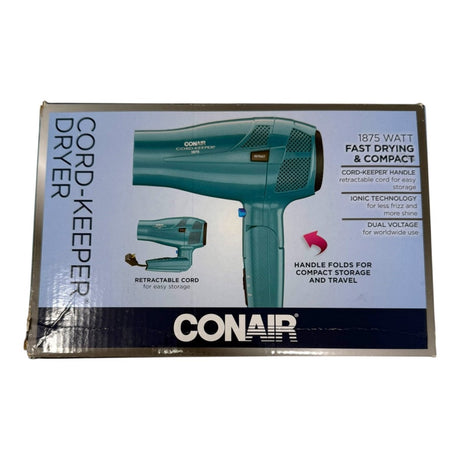 Conair Hair Dryer Folding Handle Retractable Cord 1875W Travel Blow Dryer - Open Box - LNJ Liquidations