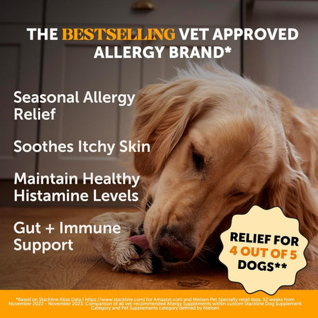 Dog Allergy and Itch Relief Supplement with Probiotics Immune Support Skin Paw Relief Salmon 90ct - LNJ Liquidations
