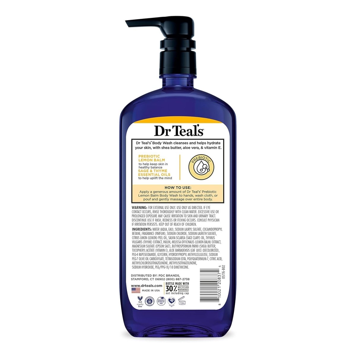 Dr Teal’s Body Wash with Pure Epsom Salt, Prebiotic Lemon Balm & Sage, 24 fl oz - LNJ Liquidations
