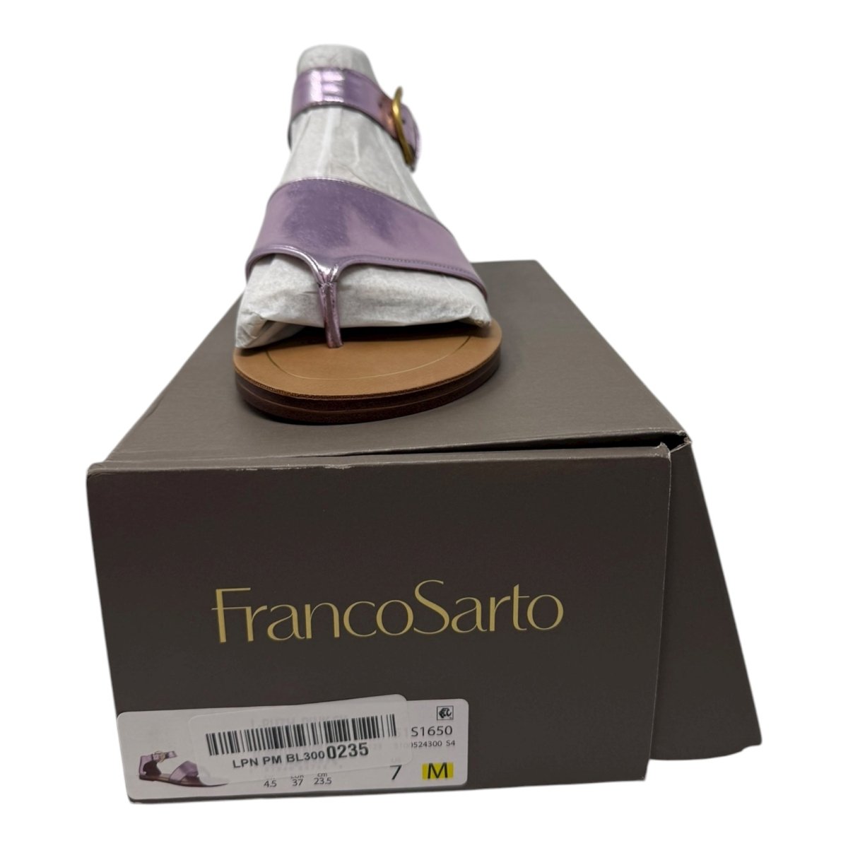 Franco Sarto Womens Ruth Ankle Strap Thong Flat Sandal Light Pink Metallic 7 M - Clothing And Accessories - LNJ Liquidations