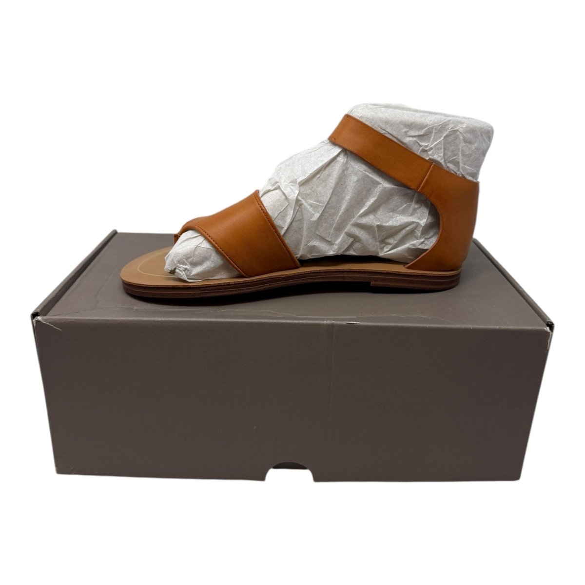 Franco Sarto Womens Ruth Ankle Strap Thong Flat Sandal Tan Brown Smooth 5 M - Clothing And Accessories - LNJ Liquidations