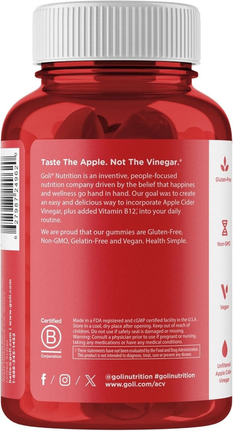 Goli Nutrition Apple Cider Vinegar Gummies 60 Count - LNJ Liquidations