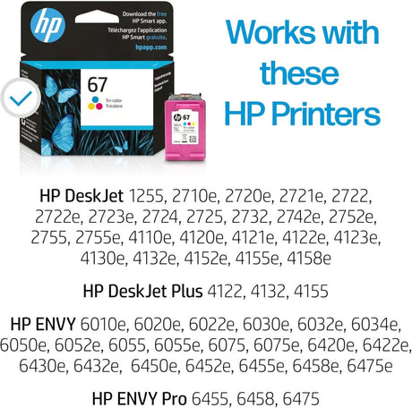 HP 67 Tri color Ink Cartridge 3YM55AN Works with DeskJet and Envy Printers - LNJ Liquidations