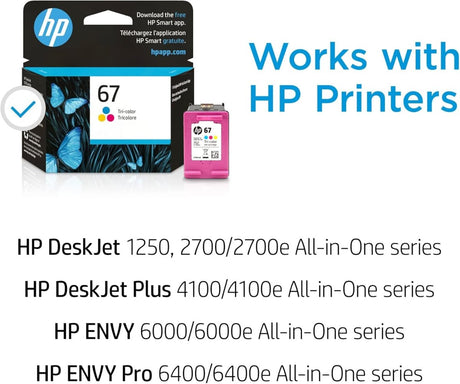 HP 67 Tri color Ink Cartridge 3YM55AN Works with DeskJet and Envy Printers - LNJ Liquidations
