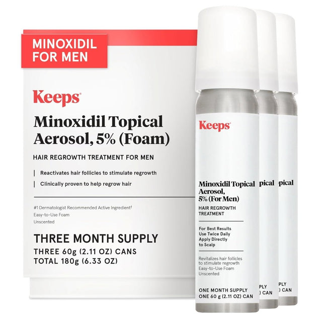 Keeps Extra Strength Minoxidil for Men 5 Percent Foam Hair Growth Treatment 3 Month Supply New - LNJ Liquidations