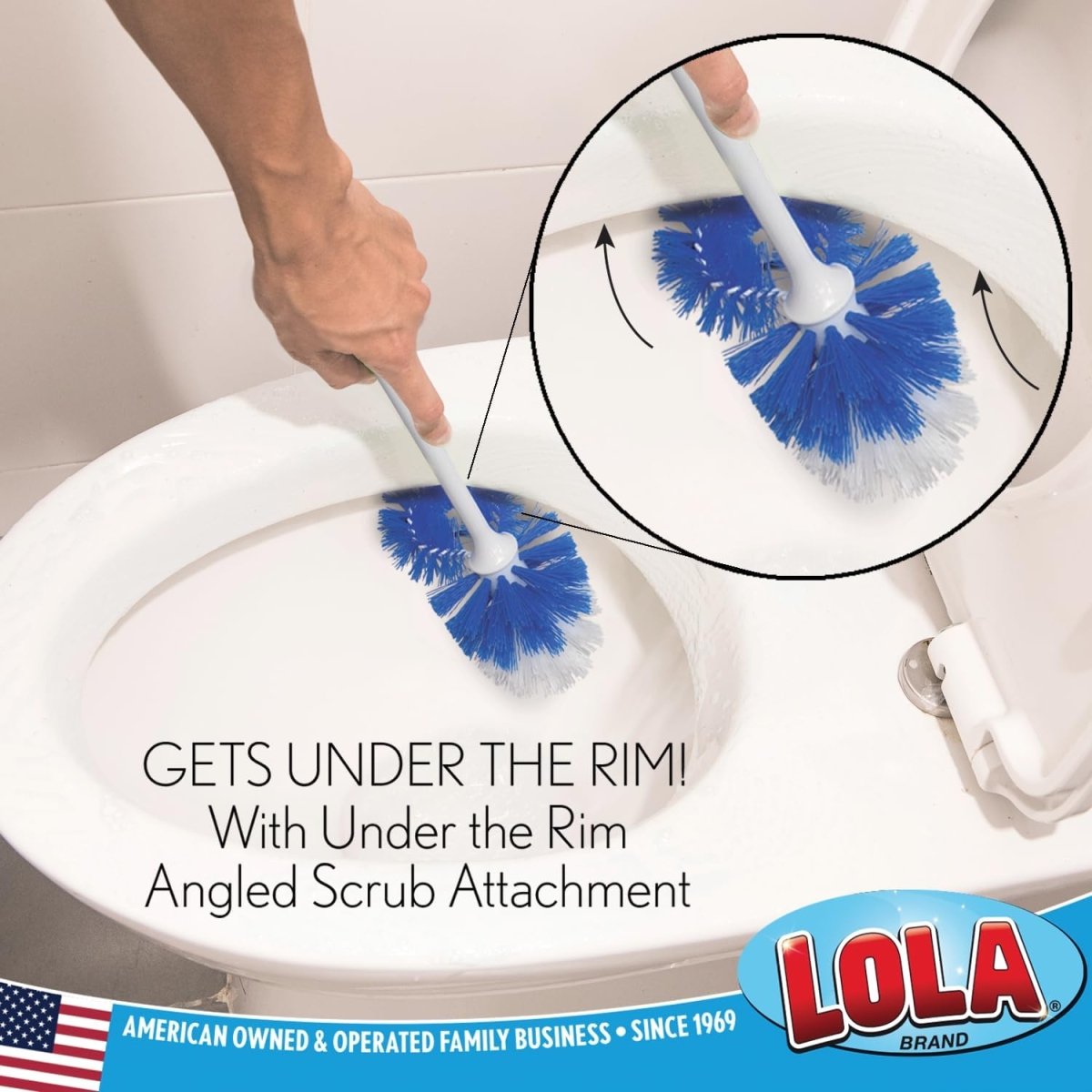 Lola Products Classic Toilet Brush with Under The Rim Scrubber 6 Pack - LNJ Liquidations