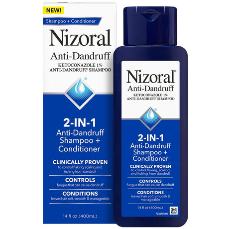 Nizoral 2 - in - 1 Anti - Dandruff Shampoo & Conditioner – 1% Ketoconazole, 14 fl oz – Brand New Discount Wholesale Deal - LNJ Liquidations