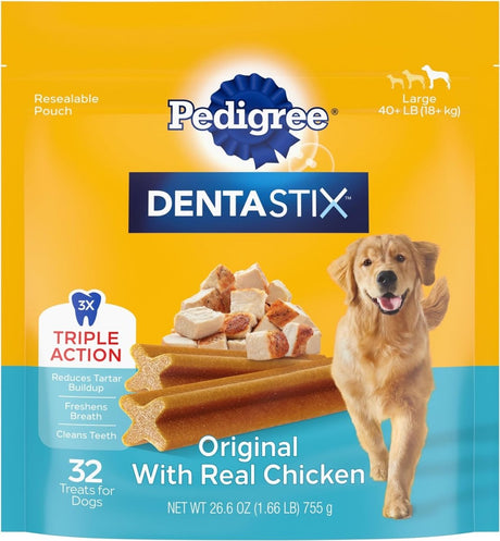 Pedigree Dentastix Large Breed Dog Treats Original Flavor 1.66 lb 32 Count - New - LNJ Liquidations