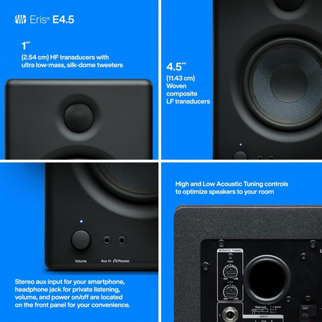PreSonus Eris E4.5 2 Way 4.5 Inch Near Field Studio Monitor Pair - LNJ Liquidations