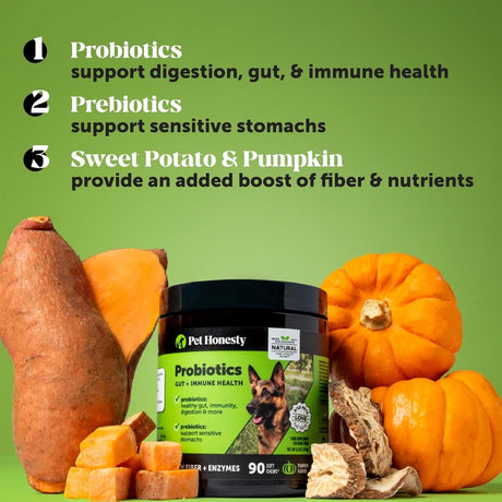 Probiotics for Dogs Digestive Enzymes Prebiotics Gut Health Immunity Itch Relief Duck 90ct - LNJ Liquidations