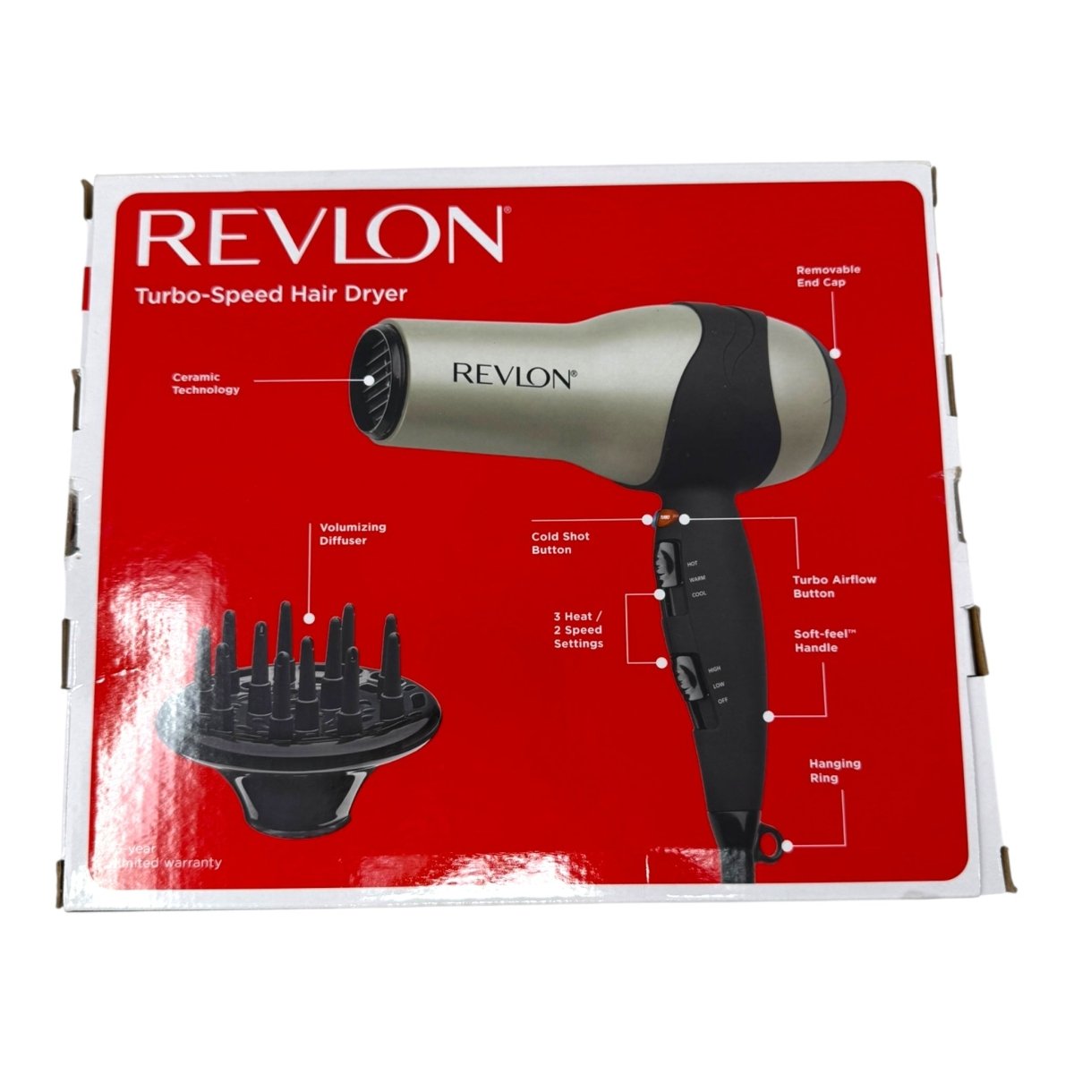 REVLON Turbo Hair Dryer with Advanced Ionic Technology, Ceramic Coating - Open Box - LNJ Liquidations