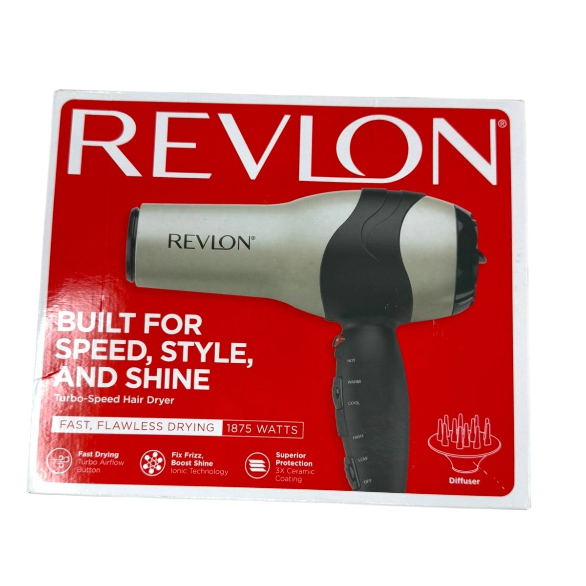 REVLON Turbo Hair Dryer with Advanced Ionic Technology, Ceramic Coating - Open Box - LNJ Liquidations