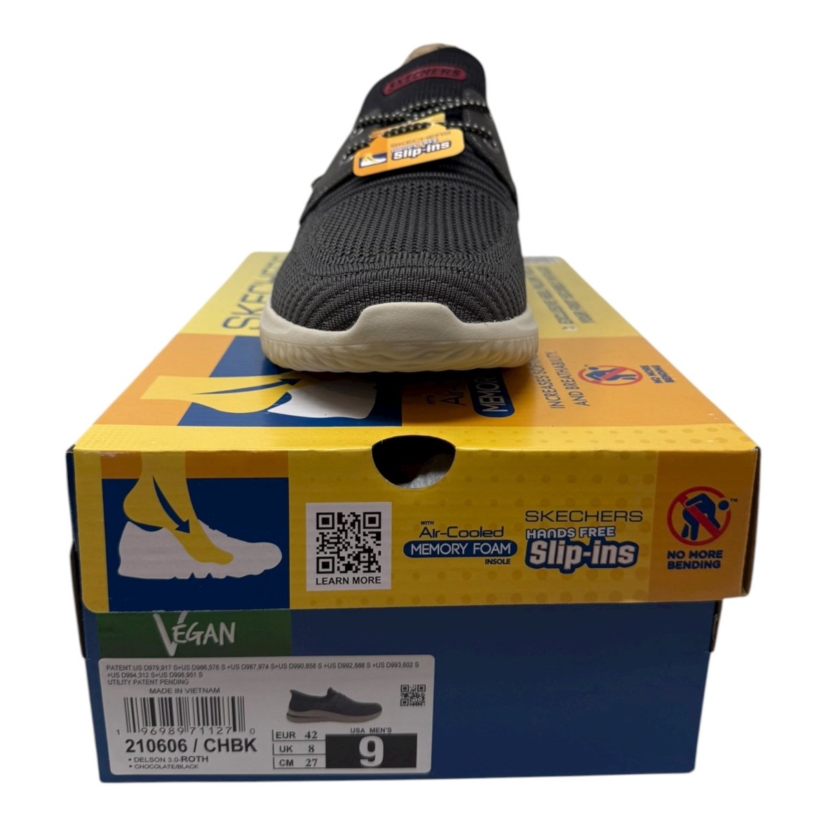 Skechers USA Men's Men's Delson 3.0 - Roth 210606 Low Profile Bungee Lace Slip - Ins, Chbk, 9 - Clothing And Accessories - LNJ Liquidations