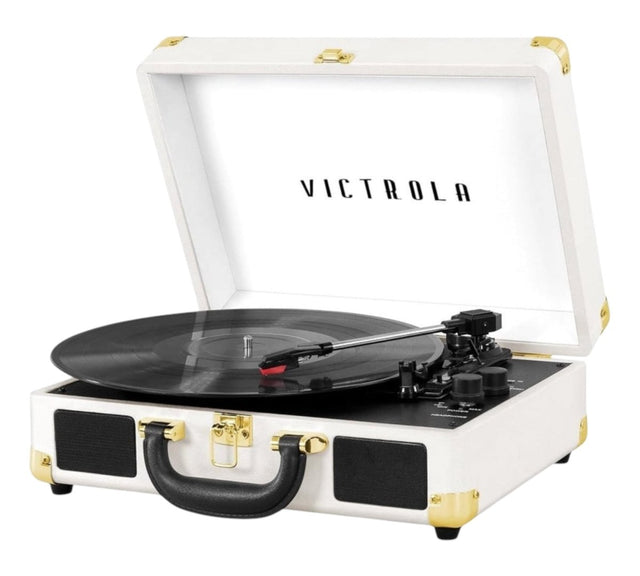 Victrola Journey Bluetooth Portable Suitcase Record Player Built in Speakers 3 Speed Vinyl White New - LNJ Liquidations