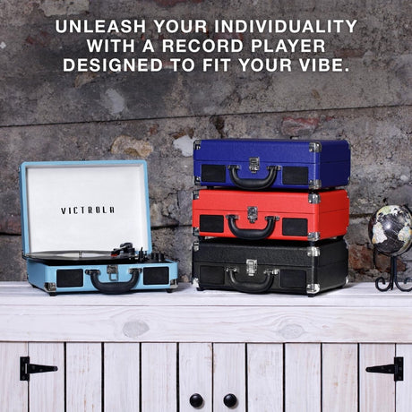 Victrola Journey Bluetooth Portable Suitcase Record Player Built in Speakers 3 Speed Vinyl White New - LNJ Liquidations